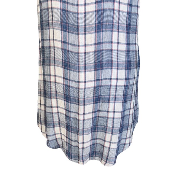 Anthropologie Cloth & Stone Blue Plaid Sleeveless Button Front Shirt Dress - S - Picture 8 of 12